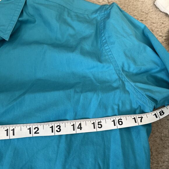 Vtg 80s Ellen Tracy Shirt 10 Cotton Baby Blue Western Cowgirl Ranch Barn w/stain - Picture 5 of 10